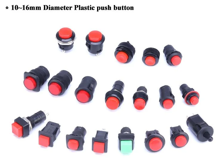 Plastic Push Button Switch 10mm on-off Latching Function with Wire Plastic Push Button Switch