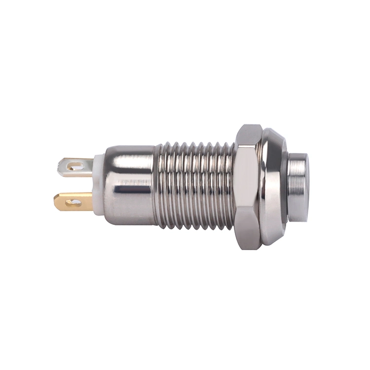 High Round Head 4 Pin Terminals Brass Nickel Latching Ring LED 10mm 12V Waterproof Mini Push Button Switch