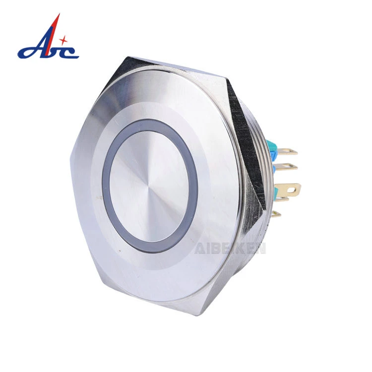 High Quality Stainless Steel 40mm Waterproof 12V Ring Illuminated Self-Lock on off Push Button Switch