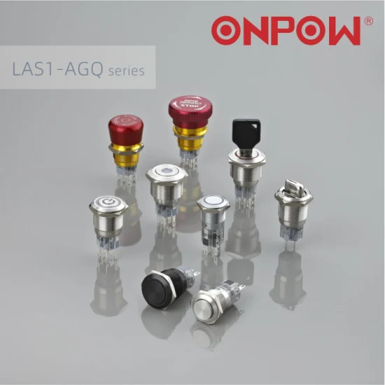 Кнопочный переключатель Onpow 19 мм из нержавеющей стали SPDT с подсветкой (серия LAS1-AGQ) (UL, CE, CCC, RoHS, REACH)