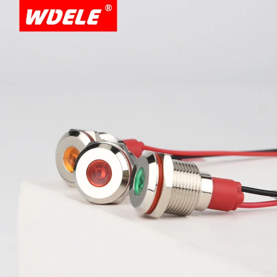 Wd12mm водонепроницаемый ультра короткий металлический индикатор сигнала с проводом