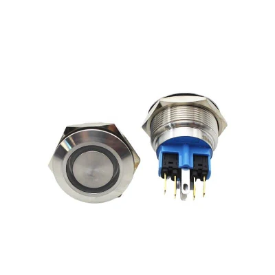 25-мм водонепроницаемый металлический кнопочный переключатель со степенью защиты IP67 и 1НО 1НЗ