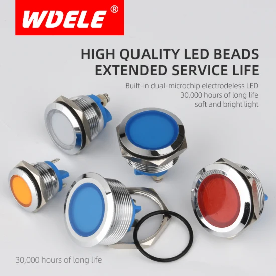 Wdele высокая прочность 25 мм с плоской головкой, металлическая водонепроницаемая промышленная техника, 24 В, светодиодный индикатор
